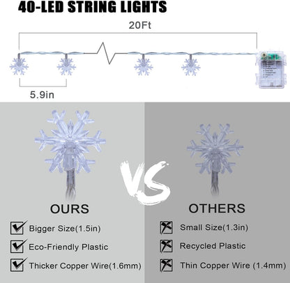 Christmas Snowflake String Lights (20ft)