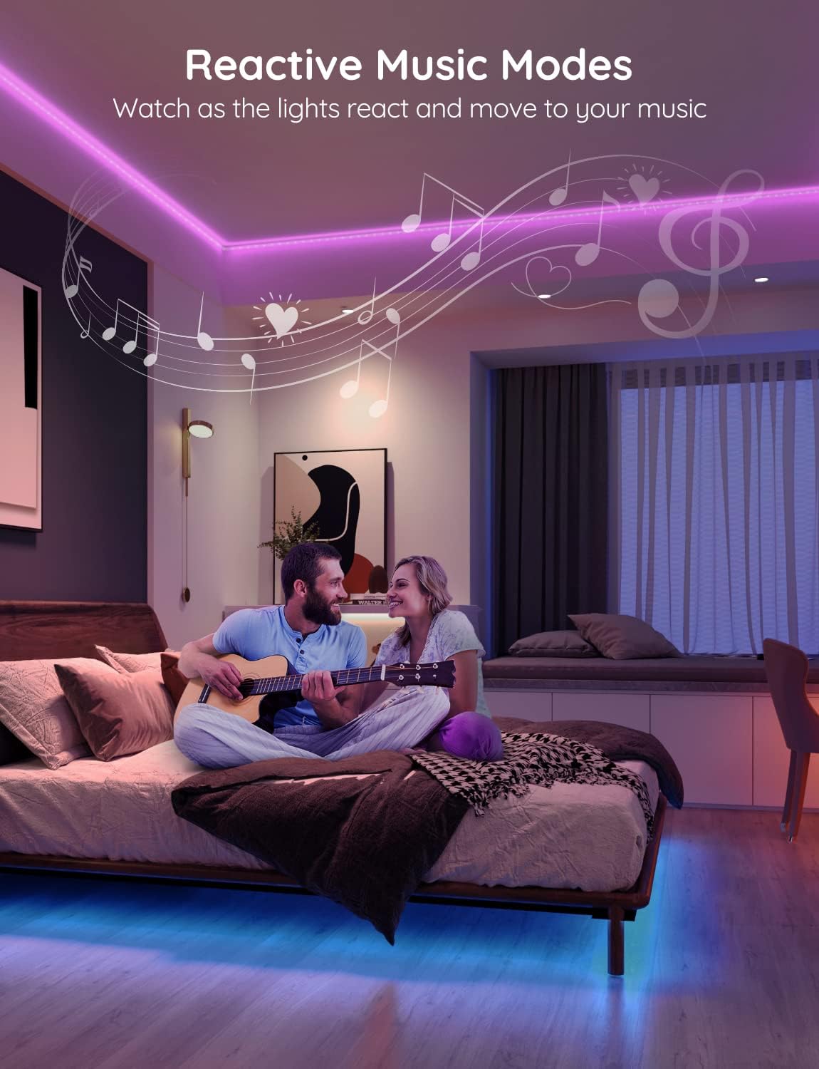 50Ft Wi-Fi LED Strip Lights, for Bedroom