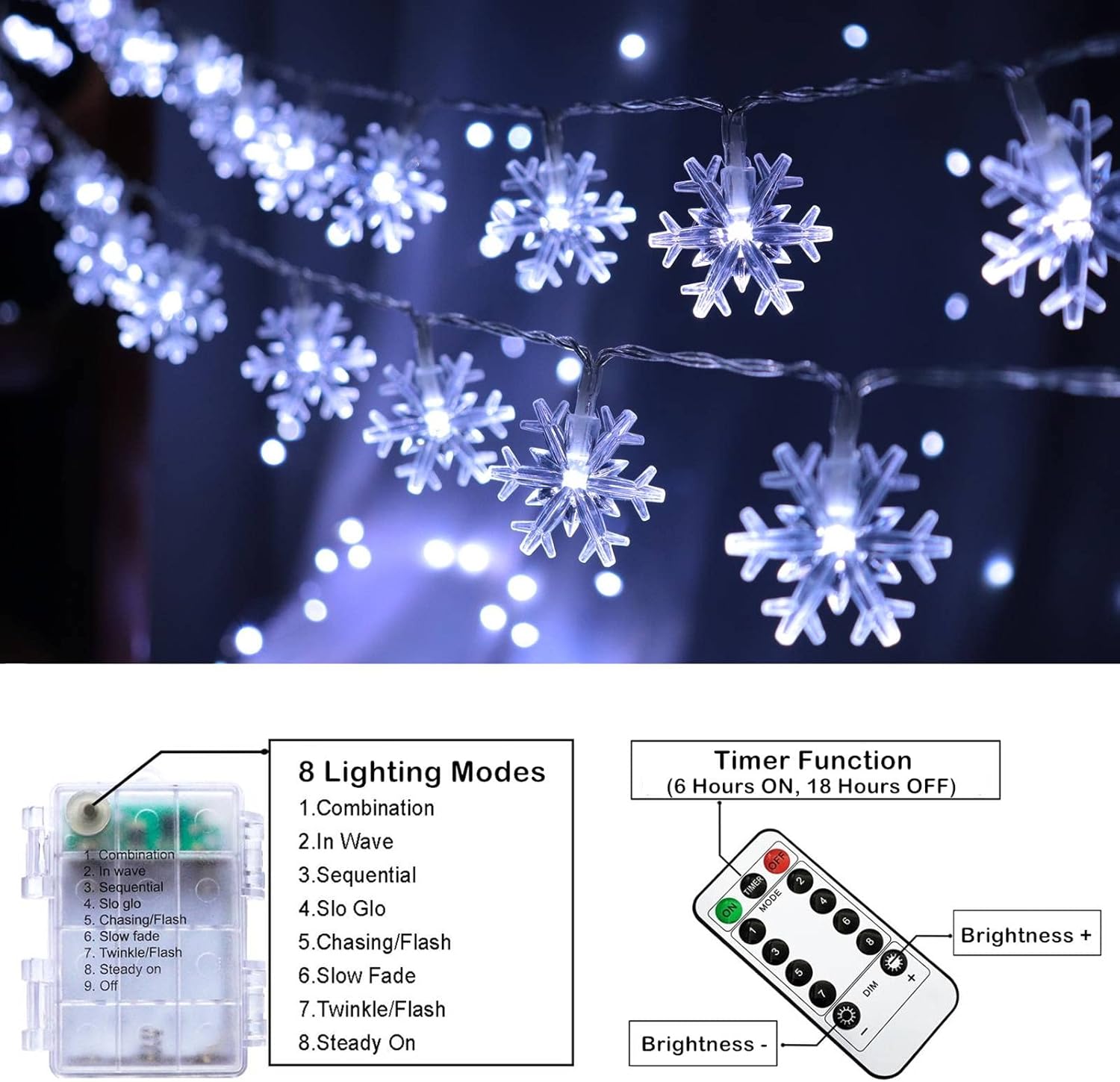 Christmas Snowflake String Lights (20ft)