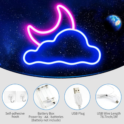 Cloud and Moon Led Neon Sign