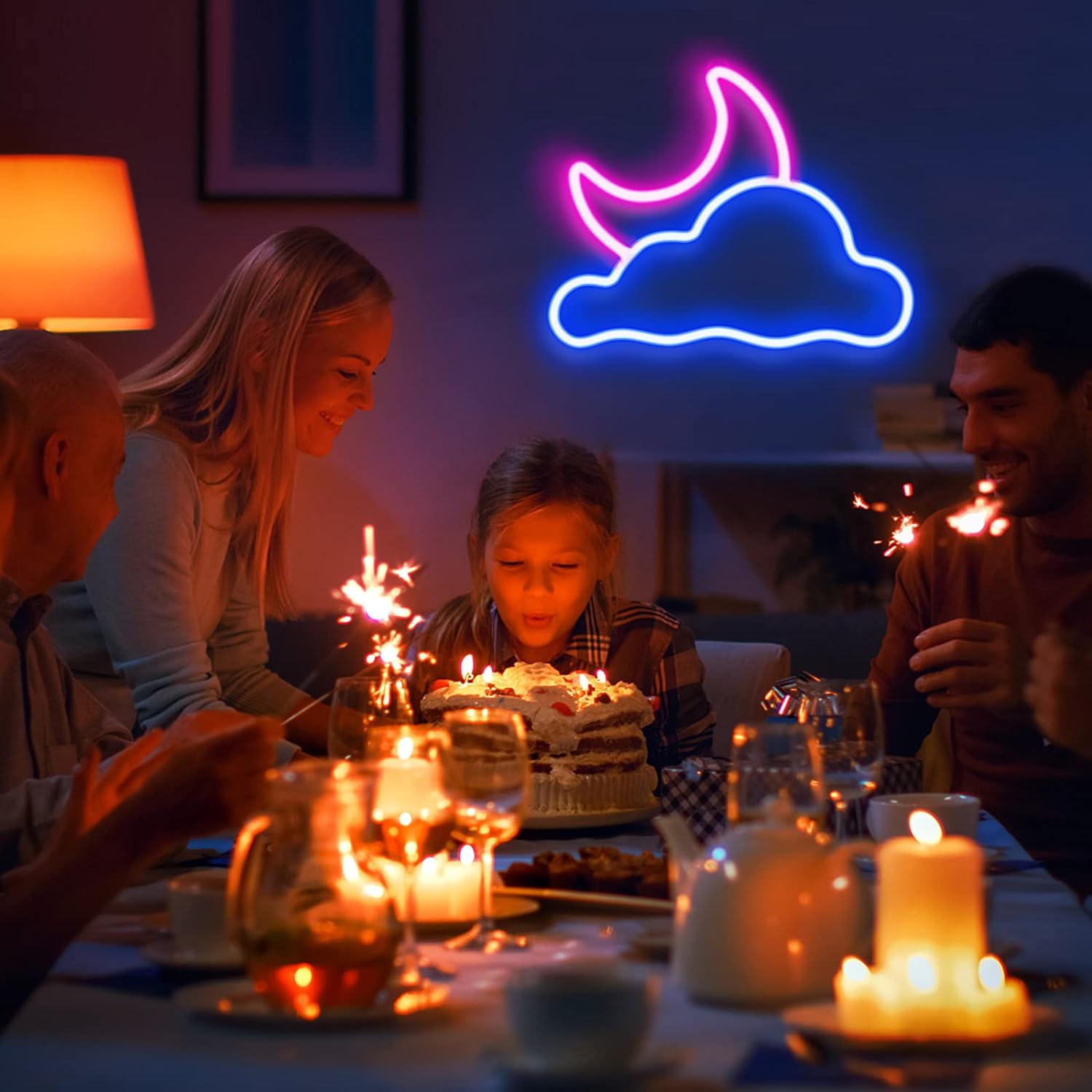 Cloud and Moon Led Neon Sign