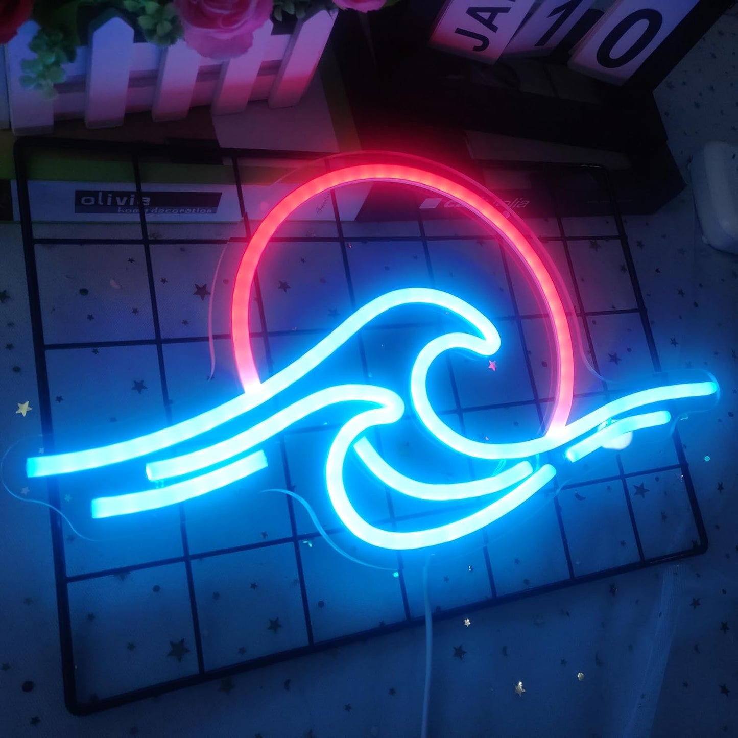 Sunrise Sunset and Wave Neon Sign