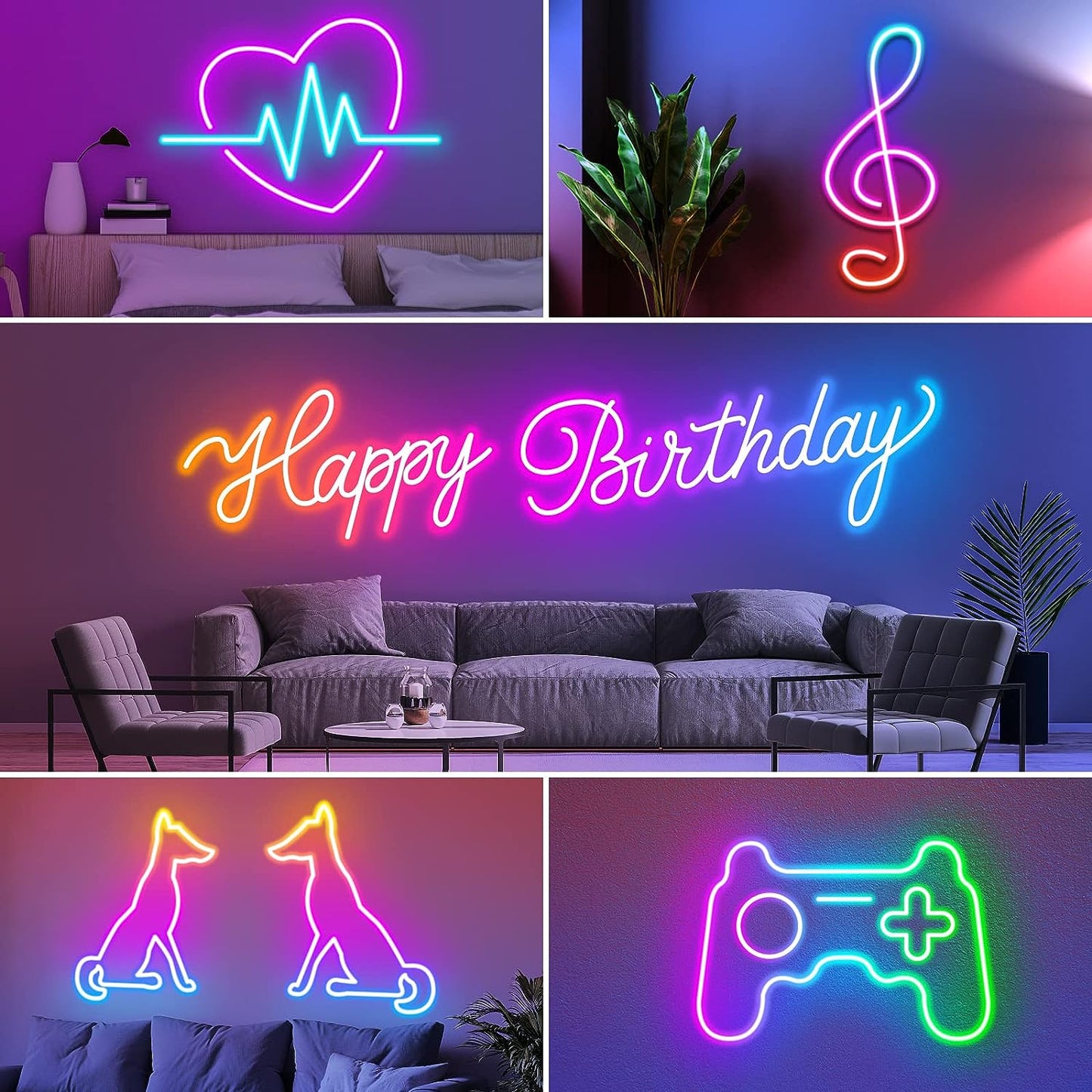 20Ft Neon Rope Lights, with App/Remote, Multiple for Bedroom