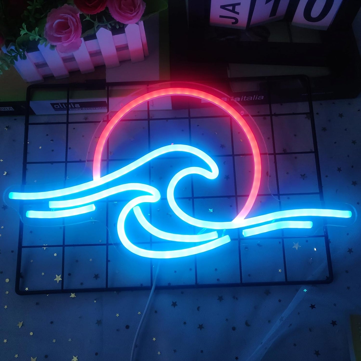 Sunrise Sunset and Wave Neon Sign