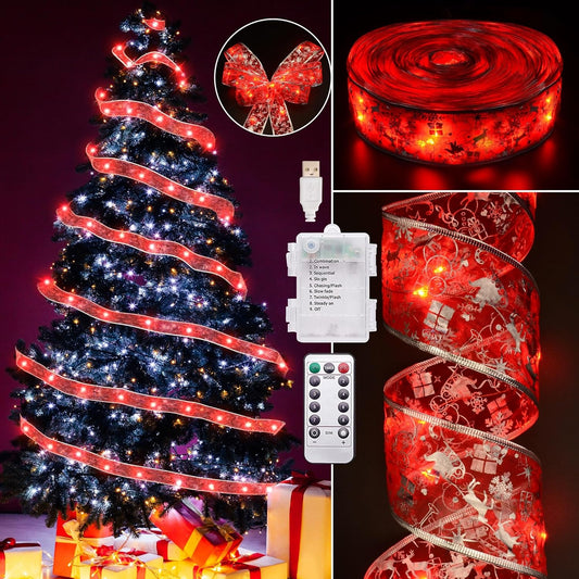 LED Christmas Tree Ribbon Lights (2.5Inch X 66Ft, 200 Lights)