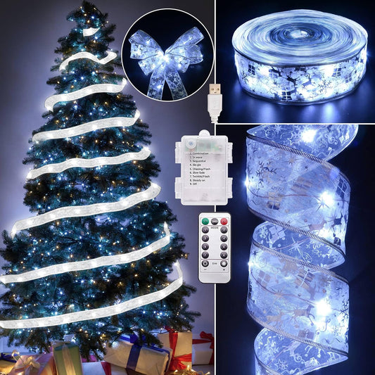 LED Christmas Tree Ribbon Lights (2.5Inch X 66Ft, 200 Lights)