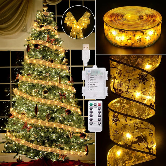 LED Christmas Tree Ribbon Lights (2.5Inch X 66Ft, 200 Lights)